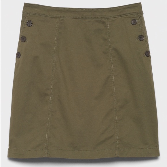 Button Pocket Chino A-Line Skirt - Picture 2 of 3